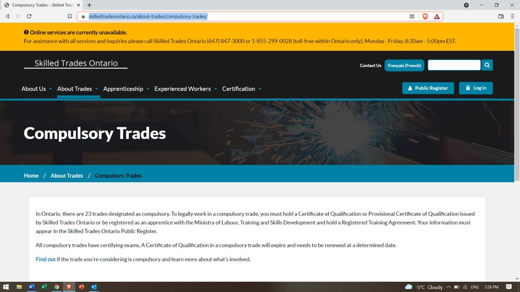 Ontario College of Trades - web snip